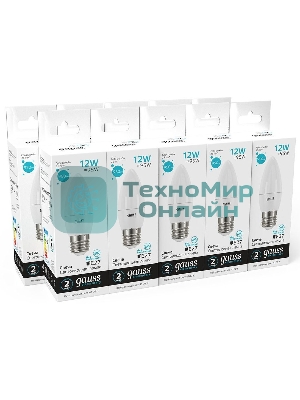 Лампа светодиодная Gauss Elementary 30222 12Вт цок.: E27 свеча 220B 4100K св. свеч. белый нейт. (упак.: 10 шт)