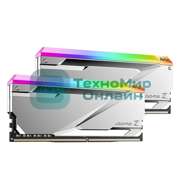Оперативная память NETAC, DDR5, 32GB (2x16GB), 7200MHz, CL34, DIMM, с радиаторами, RGB, серебристый