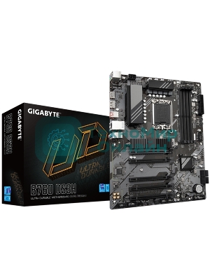 Материнская плата Gigabyte B760 DS3H, LGA 1700, Intel B760, 4xDDR5, 4xSATA, 2xM.2, 1xPCIe 4.0 x16, 4xPCIe 3.0 x1, 1xHDMI, 1xDP, 1x 1Gb LAN, 1xUSB 3.2 Gen 2, 1xUSB 3.2 Gen 2x2, 4xUSB 2.0, 3x3.5 мм, 7.1, ATX