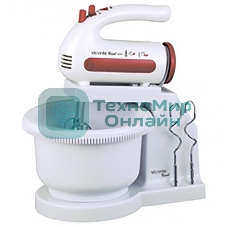 Миксер Viconte VC-352 Coral вращающаяся чаша мощность 300 Вт крючки для замешивания теста, венчик для взбивания специальное место для насадок кнопка отсоединения насадок