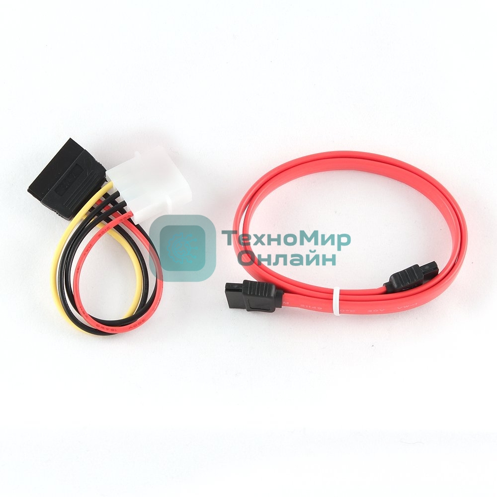 Кабель Gembird/Cablexpert SATA интерфейсный (48 см) 7pin/7pin и питания (15 см) 4pin/15pin