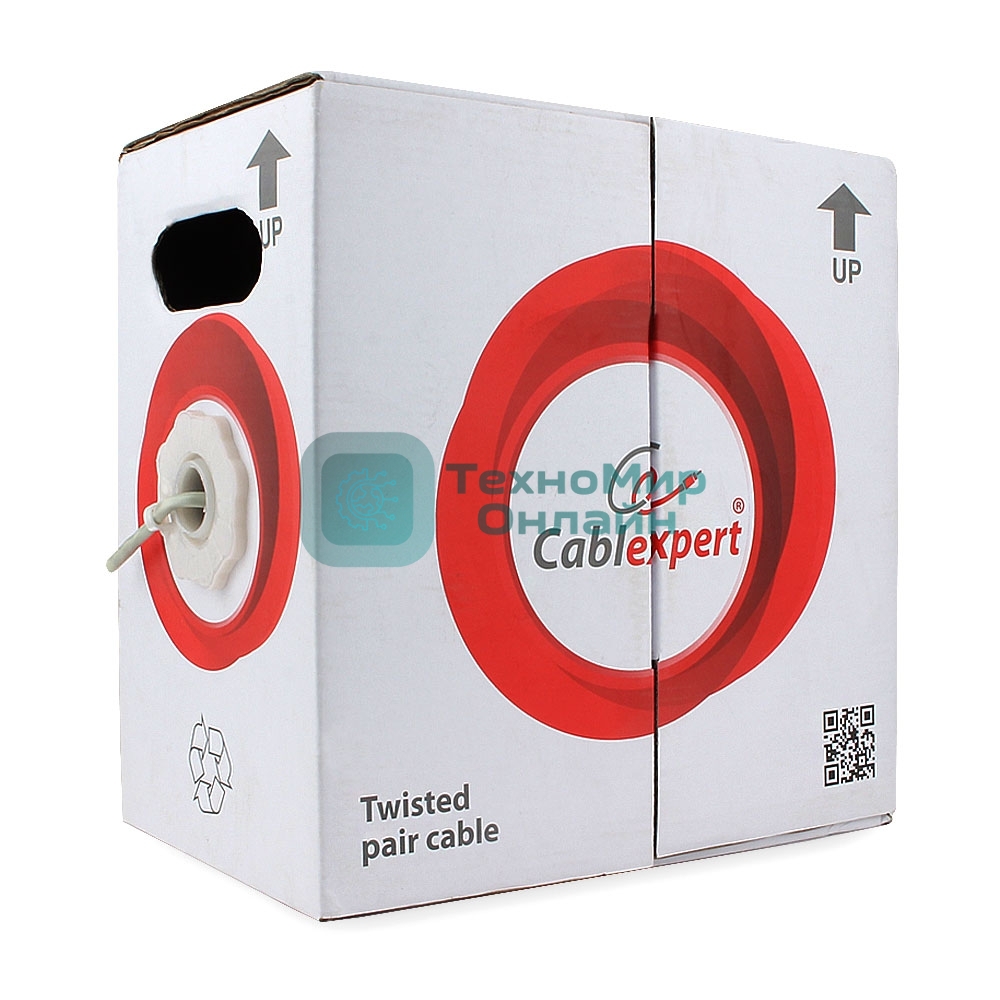 Кабель Cablexpert, UTP5e, 4 пары, 0.51 мм, CCA, однож., 100 м, серый