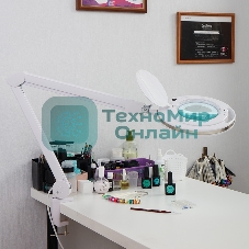 Лупа на струбцине Rexant, круглая, 3D, с подсветкой 60 LED, сенсорный регулятор яркости, белая