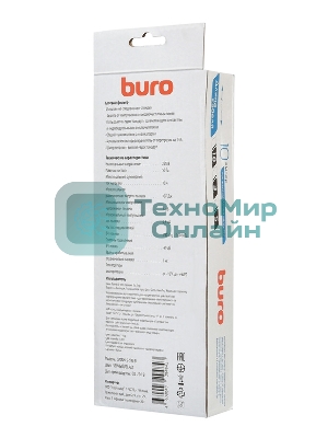 Сетевой фильтр Buro 500SH-5-SW-B 5 м, 5 розеток, черный, коробка
