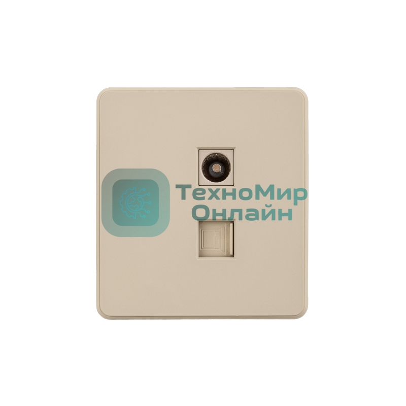 Розетка KRANZ ROUND компьютерная RJ45 кат6 + TV с/у шелк