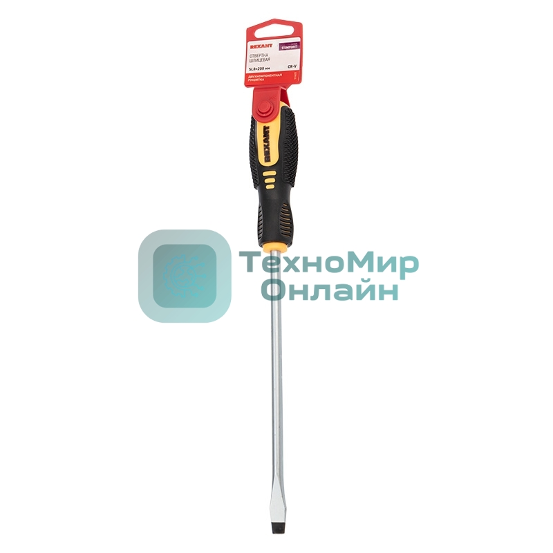 Отвертка шлицевая Rexant SL 8х200 мм, двухкомпонентная рукоятка