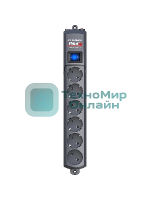 Сетевой фильтр Pilot S 6 розеток (5 евро + 1 без заземления) 5 м, графит