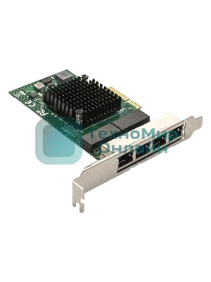 Сетевой адаптер ExeGate EXE-BCM5719 (PCI-E x4 v2.0, порты 4xRJ45, 10/100/1000Mbps, Gigabit Chipset Broadcom BCM5719)