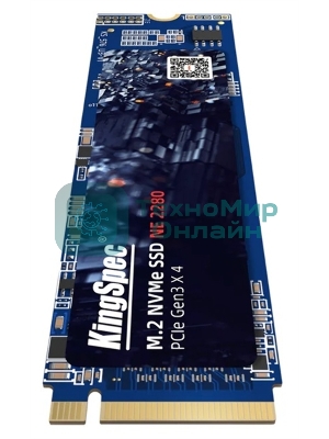 Накопитель SSD KingSpec NE-512, 512Gb, M.2 2280, PCIe 3.0 x4, NVMe, R/W 2400/1700