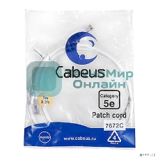 Шнур комм. Cabeus, Cat.5e, неэкр., U/UTP, RJ45/RJ45, LSZH, AWG24, 1м, белый
