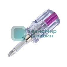 Отверткакомбинированная Rexant, прозрачная рукоятка,двухсторонний стержень 40 мм (крестовая PH 2, шлицевая SL 6 мм)