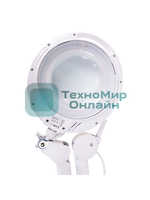 Лупа на струбцине Rexant, круглая, 3D, с подсветкой 60 LED, сенсорный регулятор яркости, белая