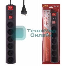 Сетевой фильтр Most R 5 м (6 розеток) черный (коробка)