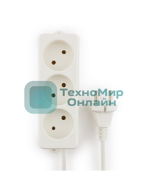 Удлинитель Гарнизон EL-NL3-W-3, 3 розетки допустимый ток 10А, длина 3 метра.