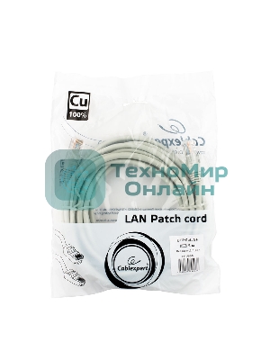 Патч-корд медный UTP Cablexpert PP10-5M cat.5, 5м, литой, многожильный, серый
