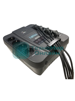 Источник бесперебойного питания Powercom Back-UPS SPIDER, Line-Interactive, LCD, AVR, 900VA/540W, Schuko, USB, black (1456263)