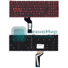 Клавиатура для ноутбука Acer Nitro 5 AN515-51 черная с красной подсветкой (стрелки без рамки)