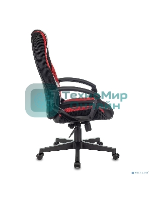 Кресло Zombie 9 черный/красный, экокожа, 120 кг, механизм качания