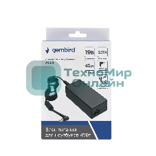 Блок питания Gembird для ноутбуков ACER NPA-AC38, 19В/2.37А, 45Вт, штекер 5.5х1.7мм, коробка