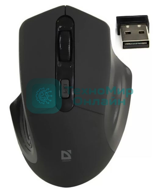 Мышь беспроводная Defender Datum MB-345 черный, 1600 dpi, радиоканал, USB, кнопки - 4