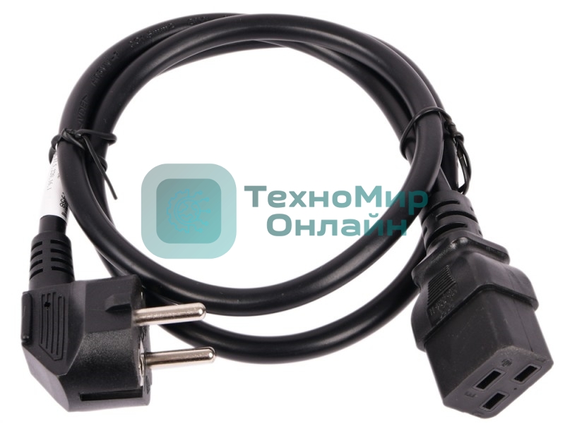 Шнур питания Lanmaster C19-Schuko прямая, 3х1.5, 220В, 16А, черный, 3 метра