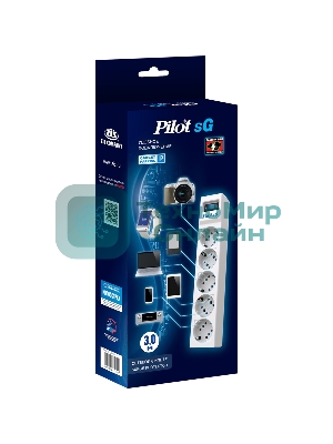 Сетевой фильтр ZIS PILOT Surge protector Pilot SG5 5 outlets (GP), 10A/2.2kVt, automatic circuit-breaker, 3 m