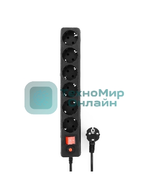 Сетевой фильтр Гарнизон ECL-6-B-1.8, 6 р, 10А, 1.8 м, ур.защиты 4, черный, пакет