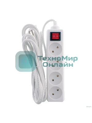 Удлинитель 4 розетки СТАРТ (4670012297765) С/У S 4x5 -V. Заземления нет. Кнопка включения. Длина провода 5,0 м