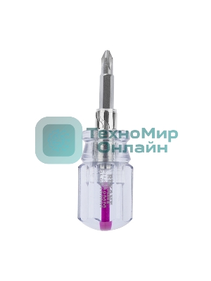 Отверткакомбинированная Rexant, прозрачная рукоятка,двухсторонний стержень 40 мм (крестовая PH 2, шлицевая SL 6 мм)