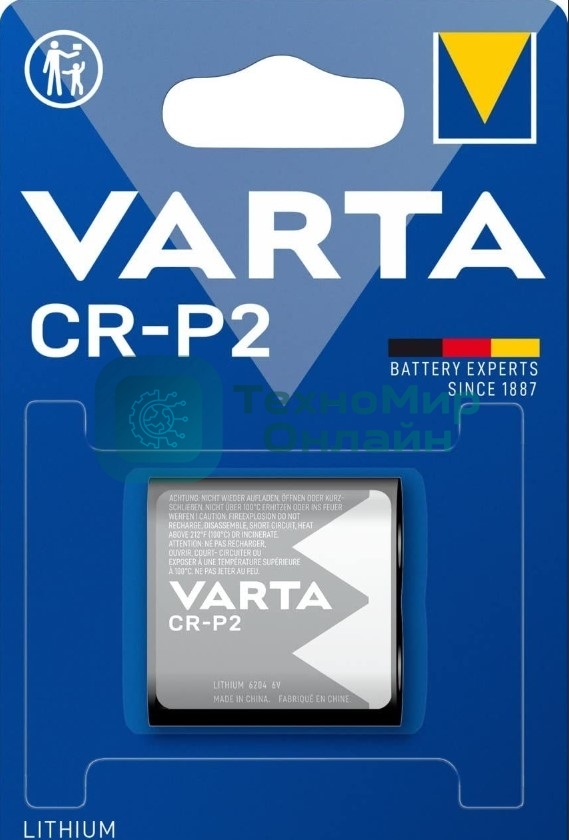 Батарейка Varta CR-P2 BL1 Lithium 6V (6204) (1/10/100) (1 шт.)