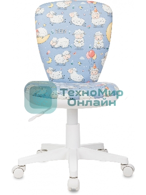 Кресло детское Бюрократ KD-W10 голубой овечки крестов. пластик пластик белый