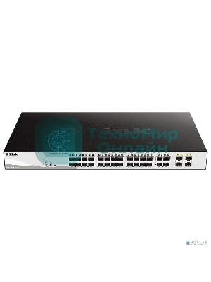 Коммутатор D-Link DGS-1210-28P/FL1A, L2 Managed Switch with 24 10/100/1000Base-T ports and 4 100/1000Base-T/SFP combo-ports (24 PoE ports 802.3af/802.3at (30 W), PoE Budget 193 W).8K Mac address, 802.3x Flow Co