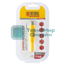 Сверло алмазное по керамограниту Denzel 18 мм, мокрое резание, 6-гранный хвостовик