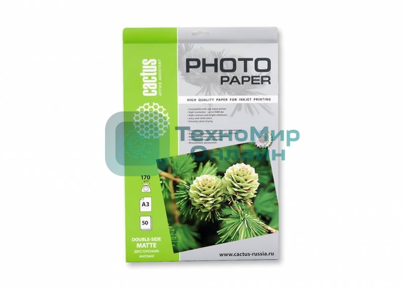Фотобумага Cactus CS-MA317050DS матовая двухсторонняя А3 170 г/м2 50 листов