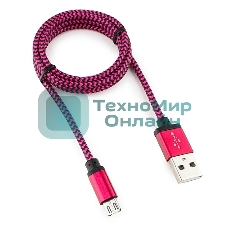 Кабель Gembird USB 2.0 Cablexpert AM/microBM 5P, 1м, нейлоновая оплетка, алюминиевые разъемы, фиолетовый, пакет