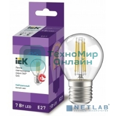 Лампа cветодиодная LED G45 шар прозр. IEK LLF-G45-7-230-40-E27-CL 7Вт 230В 4000К E27 серия 360°