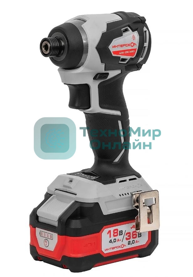 Дрель-шуруповерт аккумуляторная бесщеточная ИНТЕРСКОЛ ШАУ-250/36ВЭ Li-ion АПИ [862.2.2.70] Li-ion, кейс,2 аккум. 2,0А·ч, ЗУ