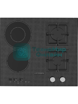Комбинированная варочная панель Kuppersberg EGS 600 Газоэлектрическая независимая варочная поверхность, стеклокерамика KANGER, ширина 60 см, Тип нагрева HI-Light/Газ, Слайдер/механическое управление, 3 цифровых дисплев, 9 уровней мощности, Блокировка панели управления, Индикаторы остаточного тепла, Таймер, Автоматическое отключение, цвет черный с серой графикой, Цвет фурнитуры нержавеющая сталь