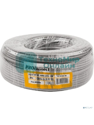 Кабель UTP PROconnect 4PR 24AWG, CU (медь), CAT5E, 100 МГц, PVC, серый, бухта 100 м