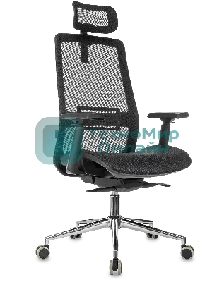 Кресло руководителя Бюрократ MC-912-H черный, сетка с подголов. крестов. металл хром