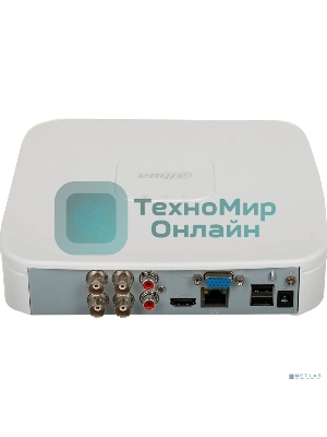Dahua DH-XVR4104C-I/T 4-канальный HDCVI-видеорегистратор до 5 каналов до 4Мп; накопители: 1 SATA III до 16Тбайт; видеоаналитика:, 1 HDMI, 1 VGA; сеть: 1 RJ45 100 Мбит/с; аудиовх/вых: 1/1,