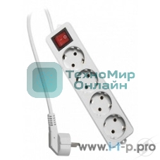 Сетевой фильтр Гарнизон ELB-G4-W-5, 4 евророзетки с выключателем и заземлением, допустимый ток 16А, длина 5 м.