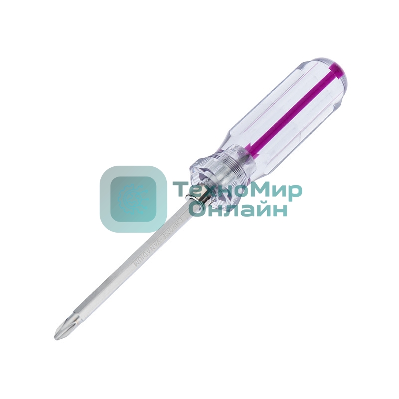 Отверткакомбинированная Rexant, прозрачная рукоятка, двухсторонний стержень 120 мм (крестовая PH 2, шлицевая SL 6 мм)