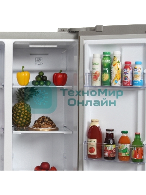 Холодильник Hyundai CS4505F нержавеющая сталь двухкамерный Side by Side 271/165л морозилка сбоку