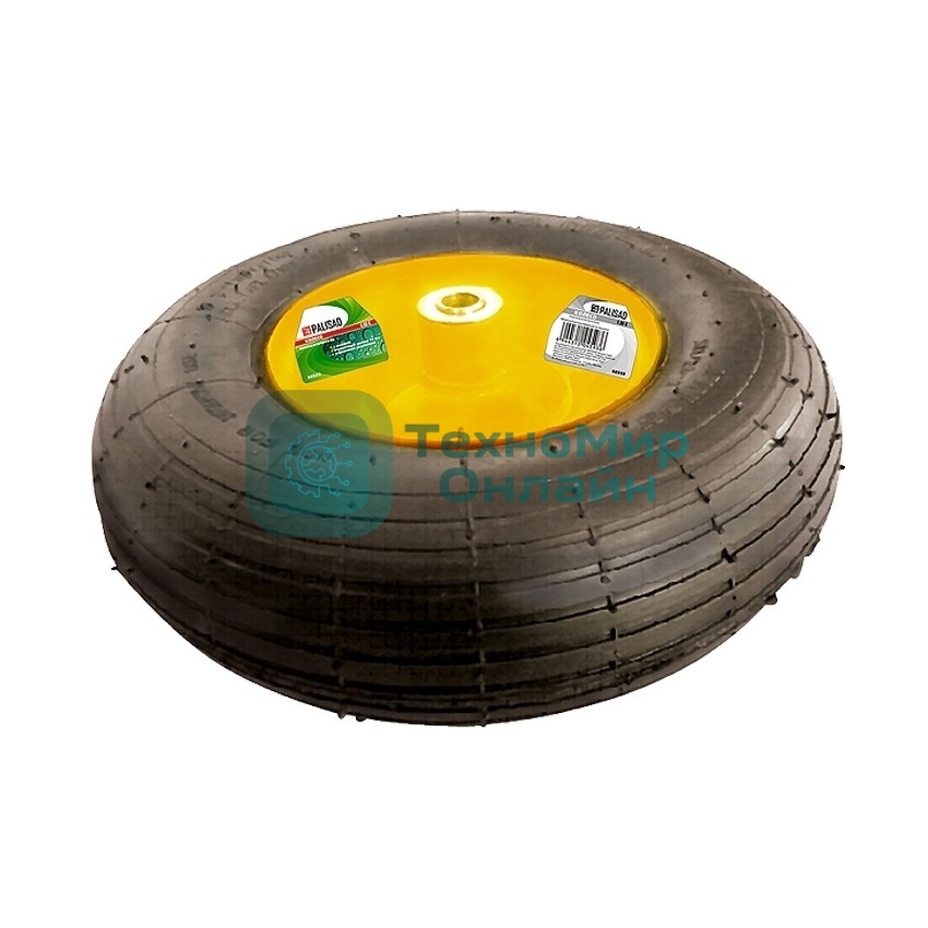 Колесо пневматическое Palisad 4.00-6, D325 мм, подш. внут. диам. 16 мм, длина оси 100 мм