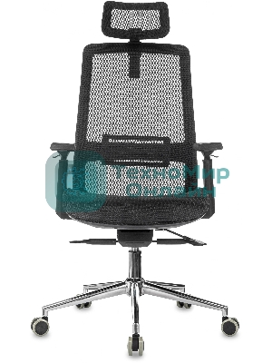 Кресло руководителя Бюрократ MC-912-H черный, сетка с подголов. крестов. металл хром