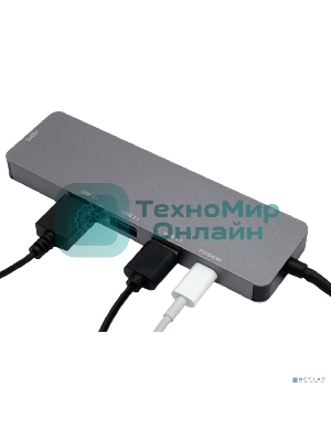 Концентратор USB Type-C Gembird UHB-D1, 5в1: 3хUSB3.1, Type-C PD100W, HDMI, кабель 17см, алюминий