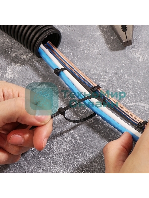 Хомут-стяжкa нейлоновая с тройным замком Rexant 200x3,6 мм, черная, упаковка 100 шт.