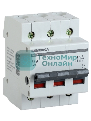 Выключатель нагрузки IEK MNV15-3-063 (мини-рубильник) ВН-32 3Р 63А GENERICA