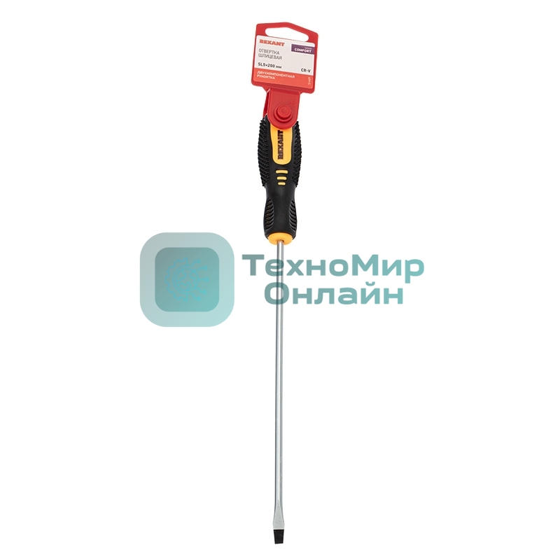 Отвертка шлицевая Rexant SL 5х200 мм, двухкомпонентная рукоятка